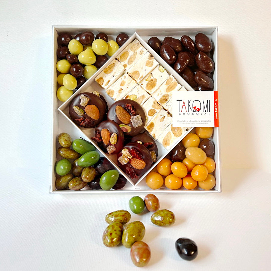 Coffret Alpilles Takomi : chocolats et confiseries