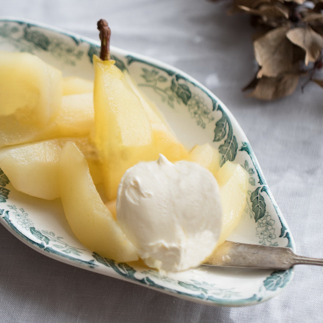 Sorbet plein fruit à la poire et fève tonka