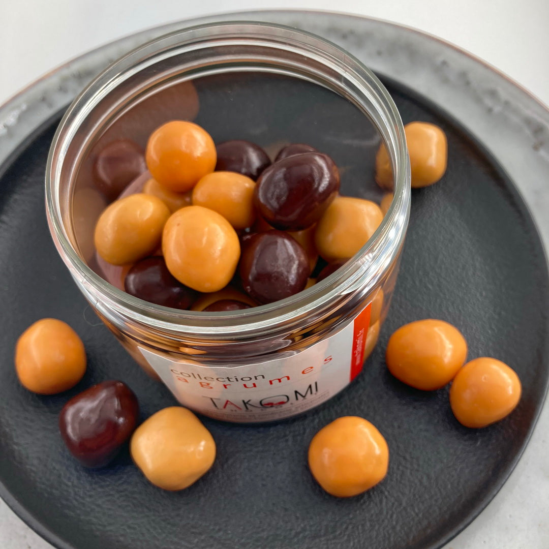 dés d'orange confite au chocolat noir