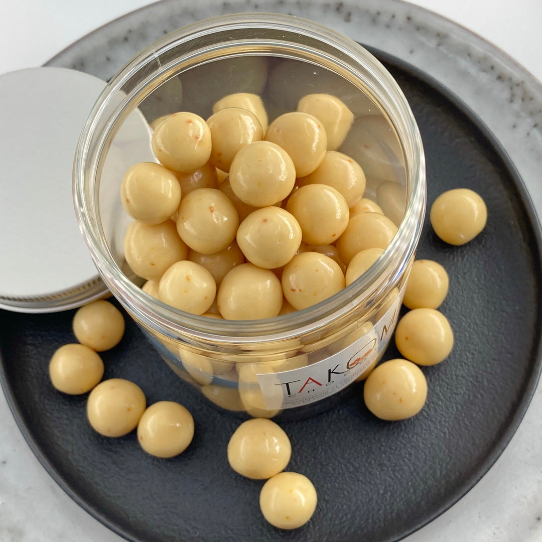 billes céréales au chocolat blanc et fruit de la passion