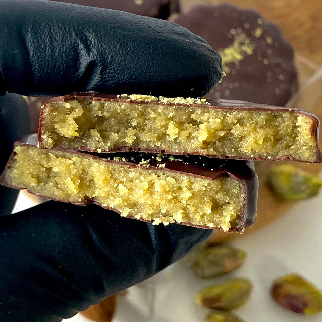 Palets de pâte d'amande à la pistache de Bronte