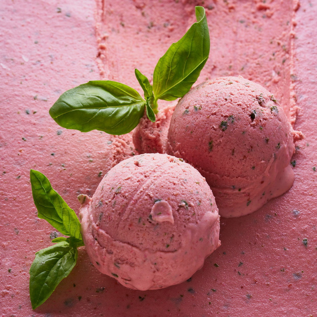 Sorbet à la fraise et au basilic