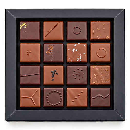 Coffret assortiment de 16 ganaches et pralinés