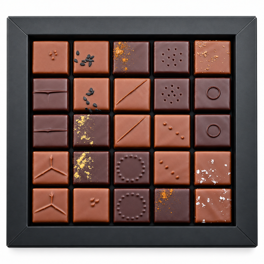 Coffret assortiment de 25 ganaches et pralinés