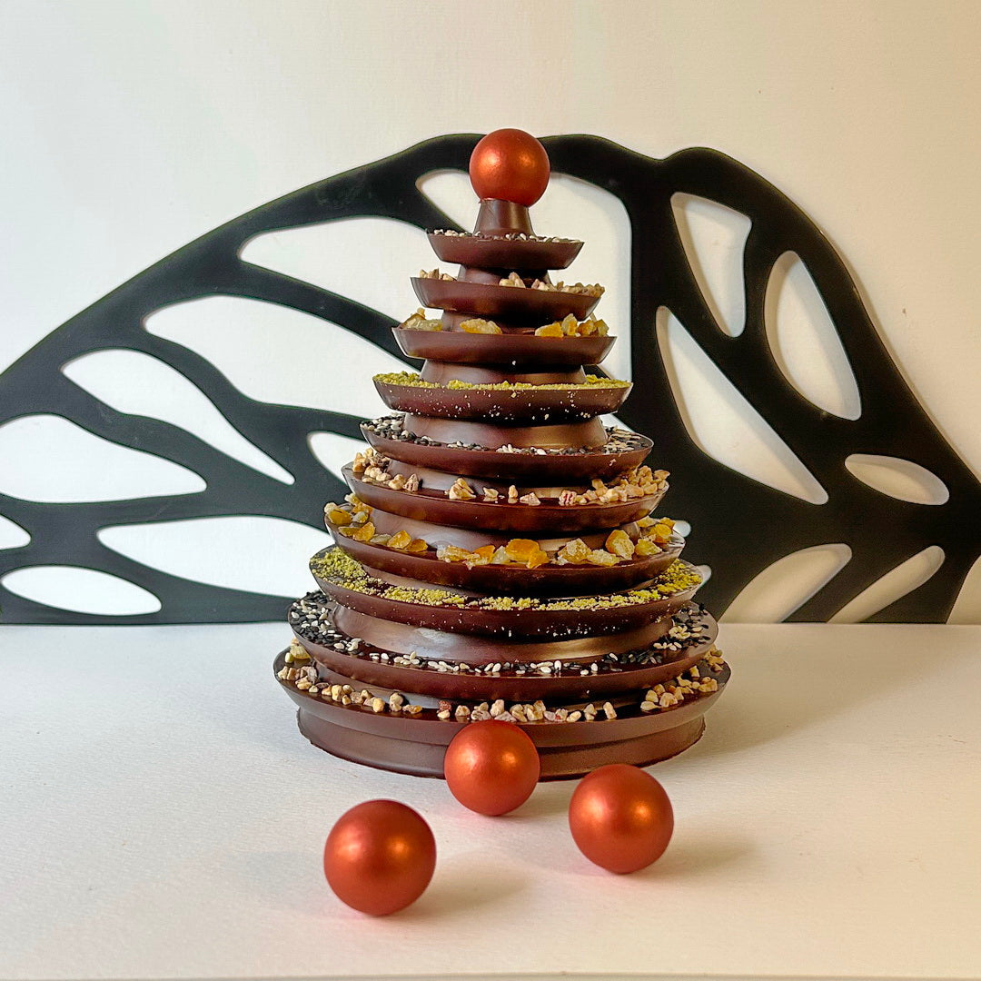 Sapin mendiants chocolat noir grand format